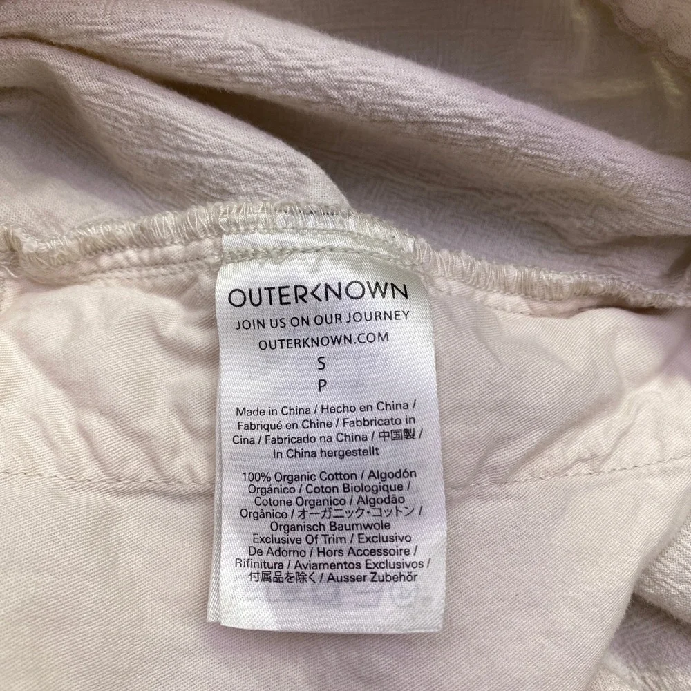 Outerknown Mens Organic Cotton Textured Drawstring Pants Cream Size S Tropical
